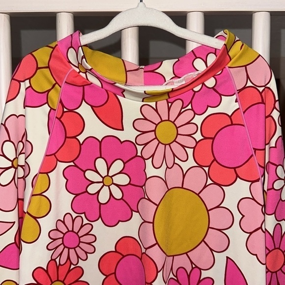 Boden Rashguard Girls Colorful Retro 60s Groovy Floral Swimsuit Long Sleeve - Picture 4 of 7